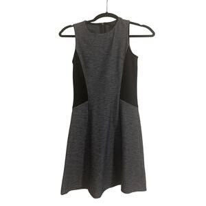 Theory Heathered Gray/Black Fit and‎ Flare Mini Dress - Size 00